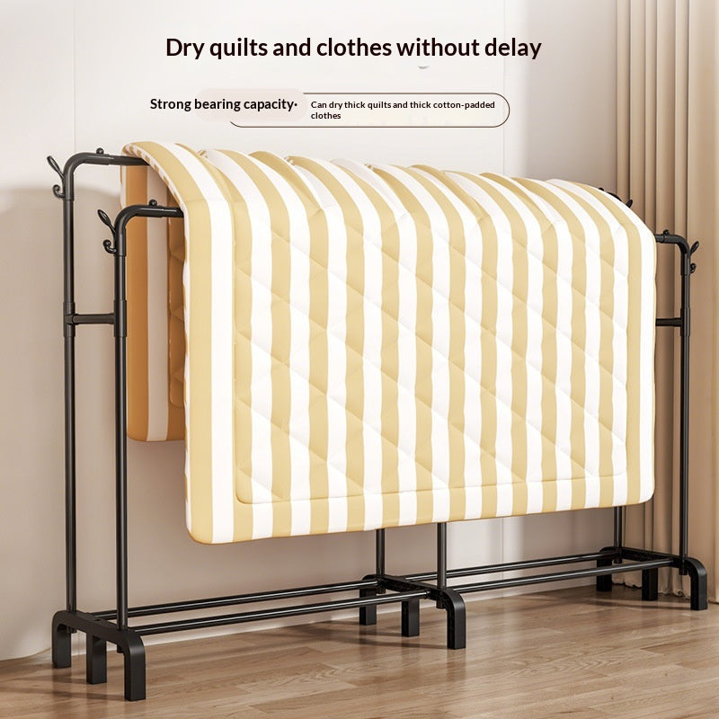 Extendable Double Row Floor Standing Clothes Hanger - Black