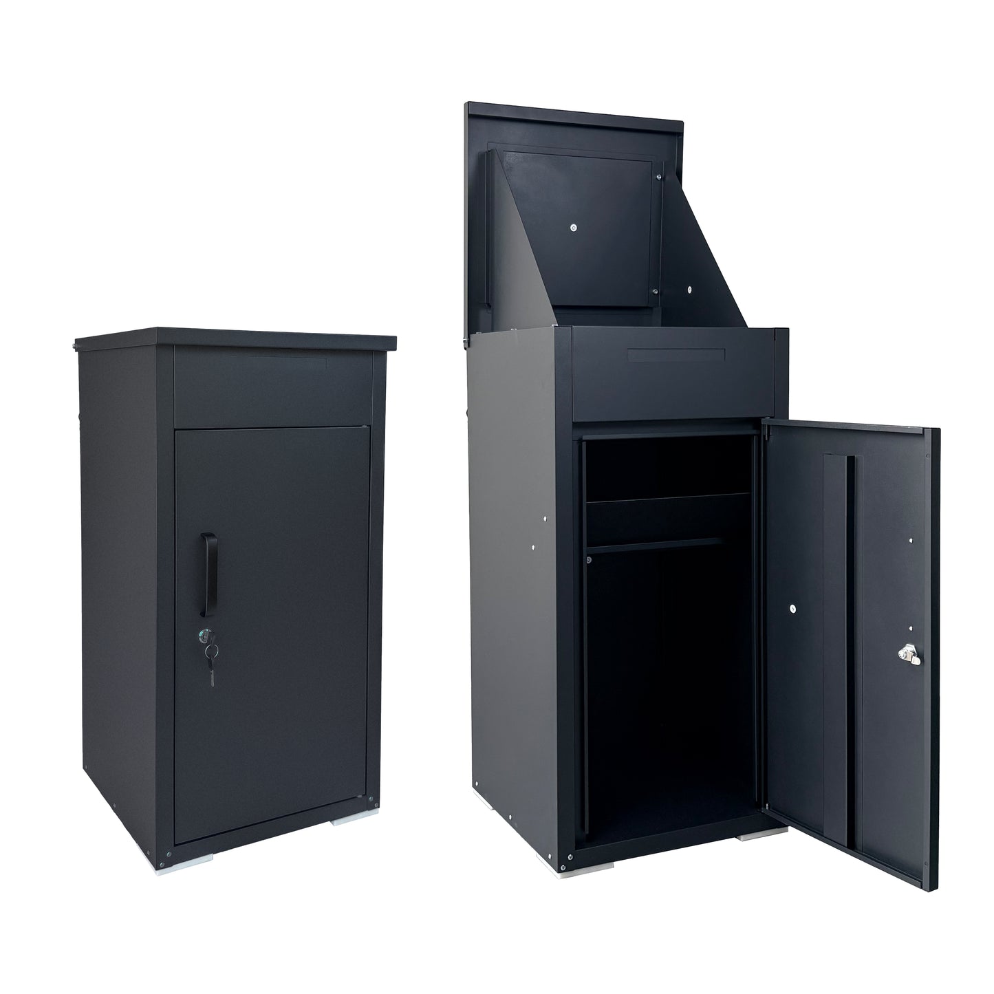 Lockable Steel Package Delivery Box with Mail Compartment - Large Outdoor Porch Mailbox