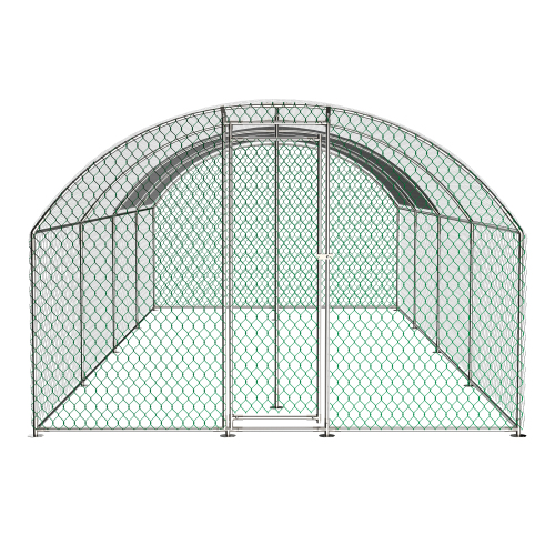 Large Metal Chicken Coop with Lockable Door Waterproof Design Argent