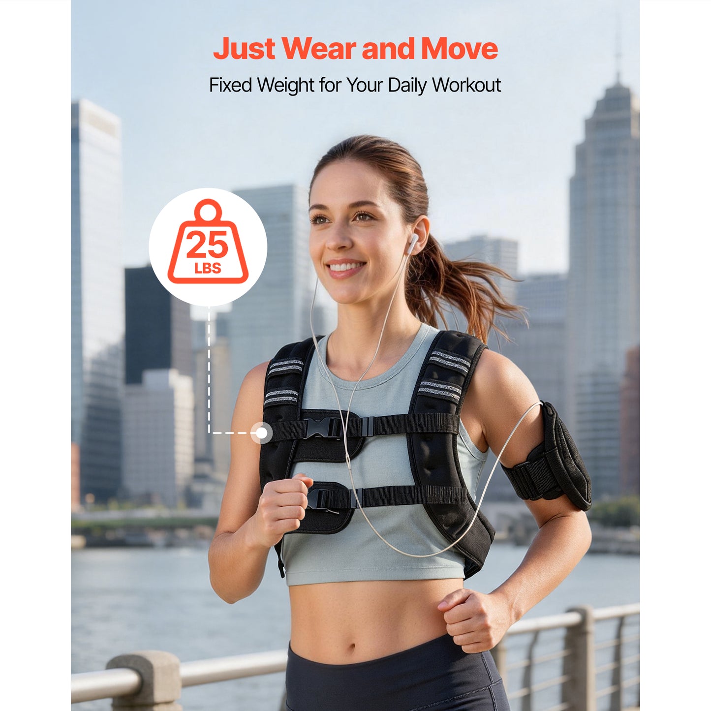 Weighted Vest 25 Lbs for Men Women - Adjustable Body Weight Training Equipment
