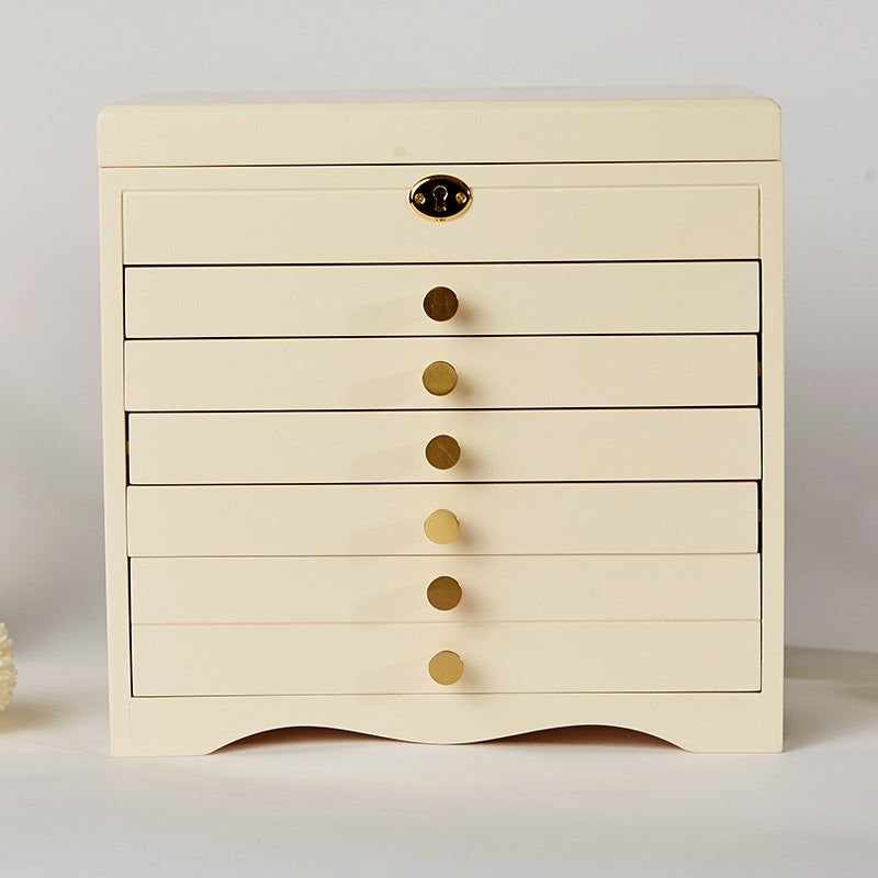 Multi-Layer Wooden Jewelry Storage Box for Desktop - Modern Home Organizer