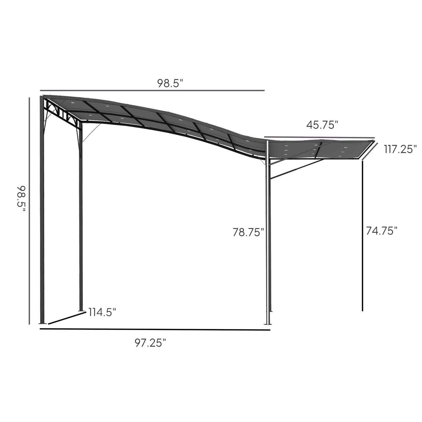 Outdoor Pergola and Patio Gazebo - Dark Gray, 10x8 ft