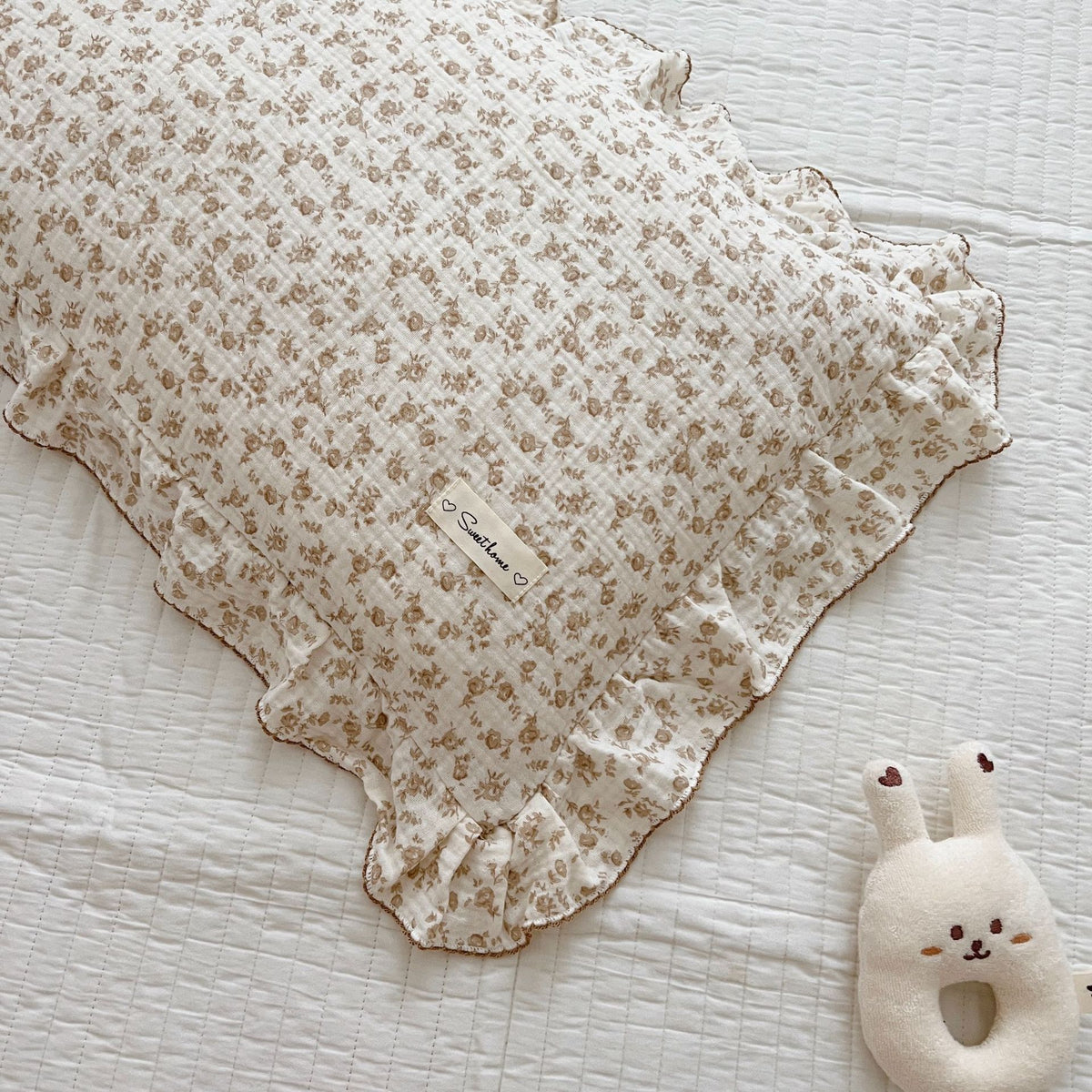 Korean Floral Cotton Gauze Pillowcase - Soft Home Bedding