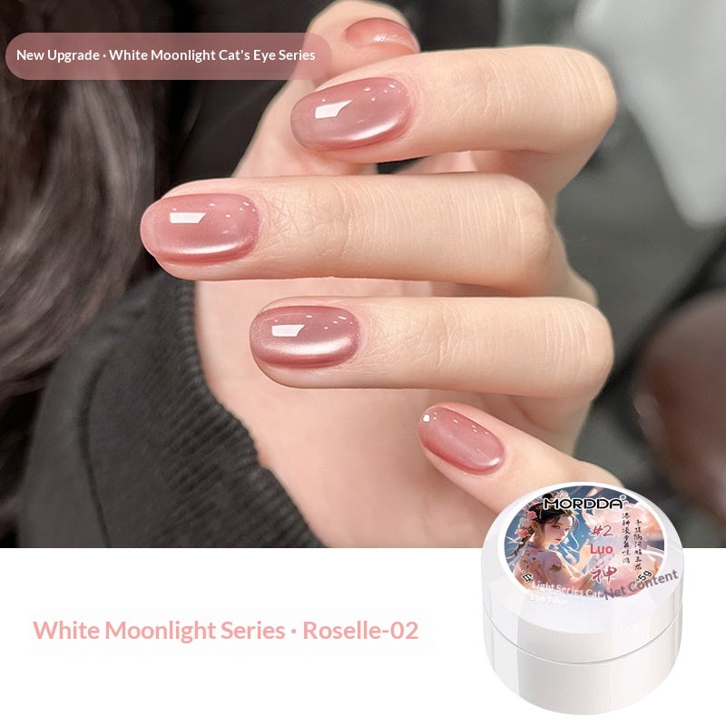 White Moonlight Ceramic Cat Eye Nail Gel Polish - Porcelain White Varieties