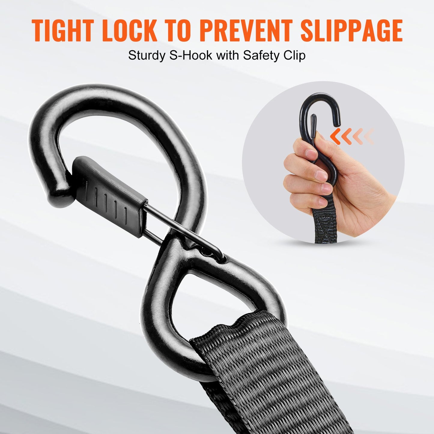 Heavy Duty Ratchet Tie Down Straps 4 Pack - 2200Lb Break Strength, Black, Cargo Securement