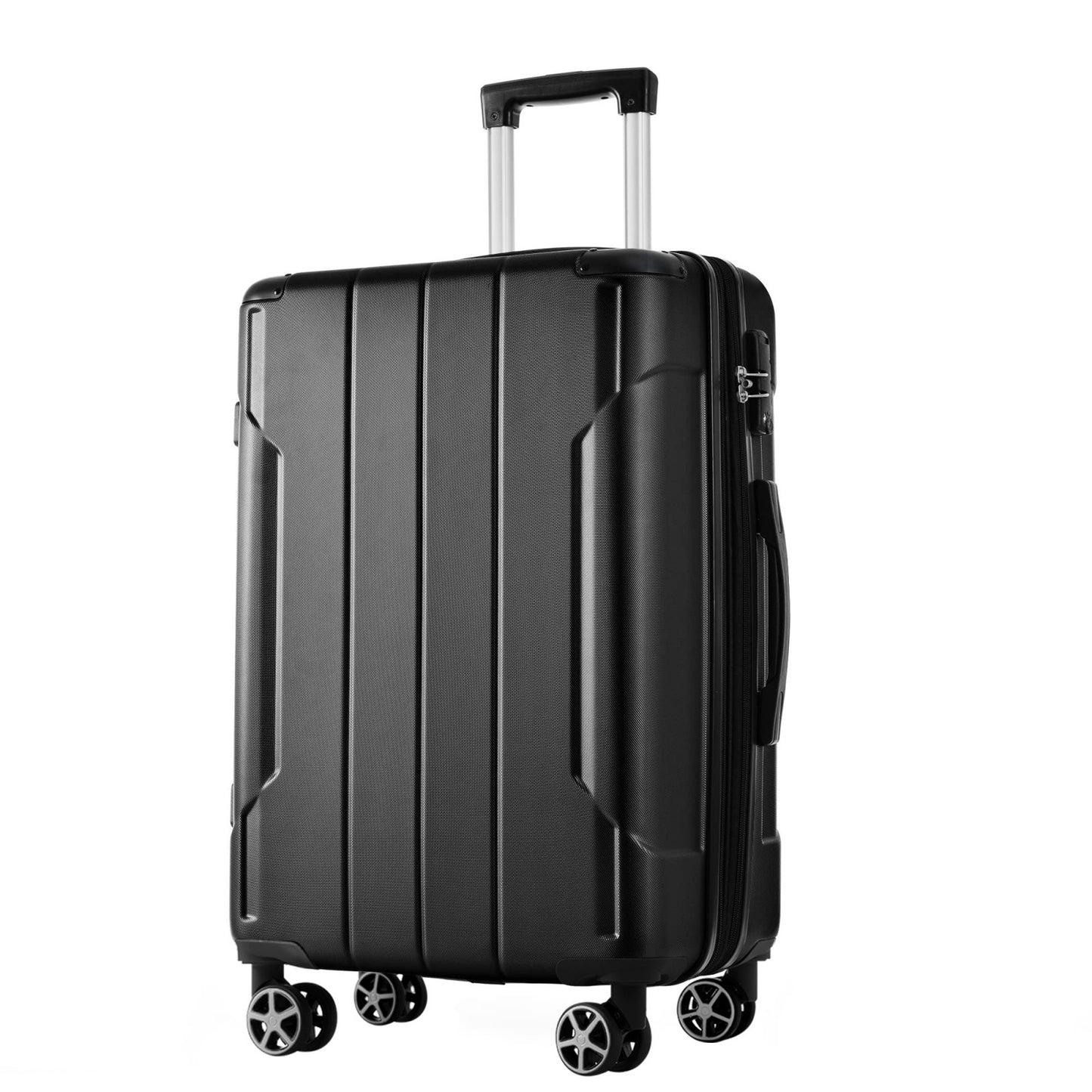 24-Inch Expandable Hardshell Luggage - Lightweight Black Suitcase