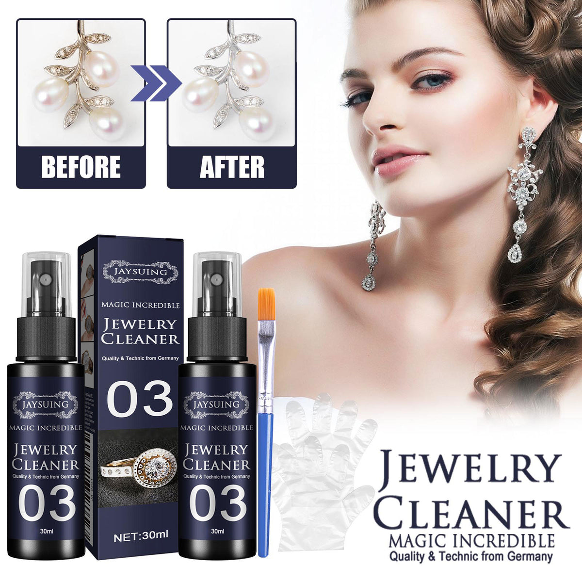 Jewelry Cleaner Solution 30ml Set for Jewelry Care and Polishing