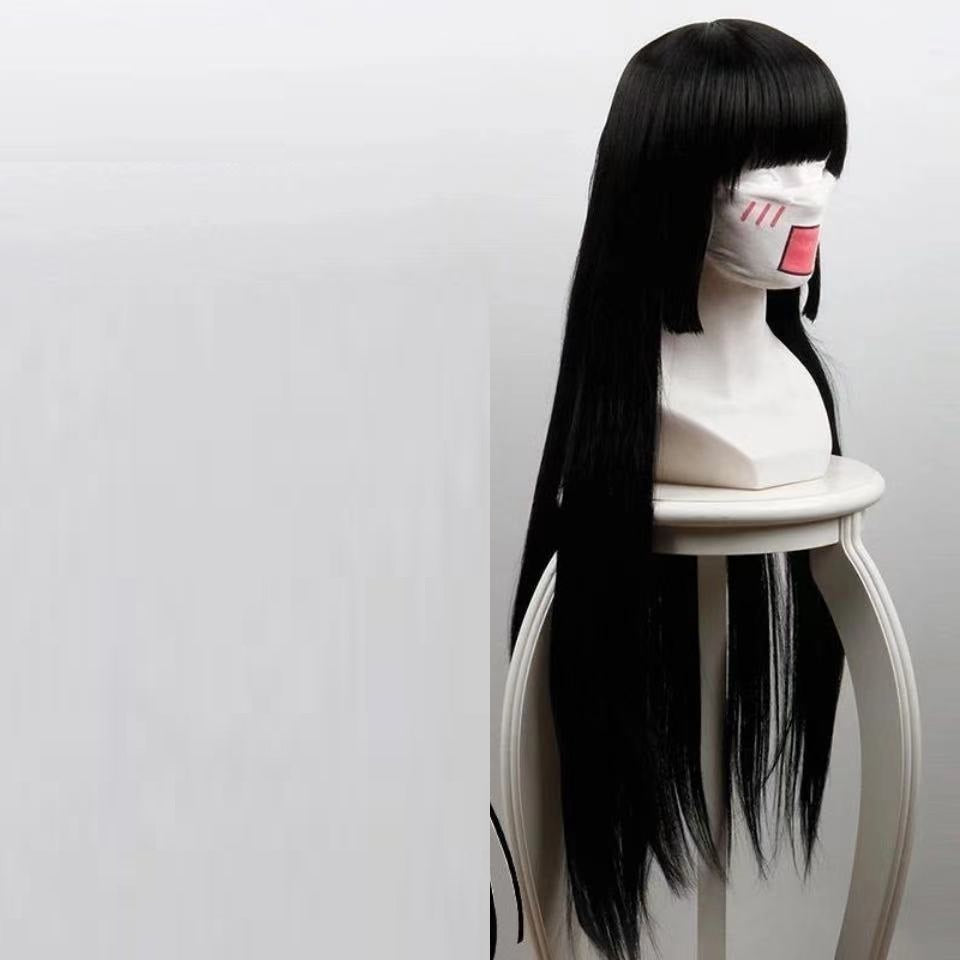 Natural Black Full-Head Wig for Women - 70cm High-Temperature Fiber