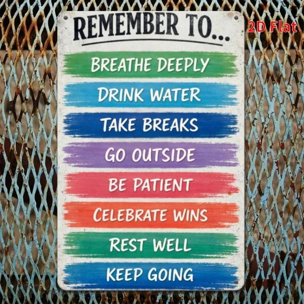 Vintage Mindfulness Metal Sign - Relax & Forget Your Worries
