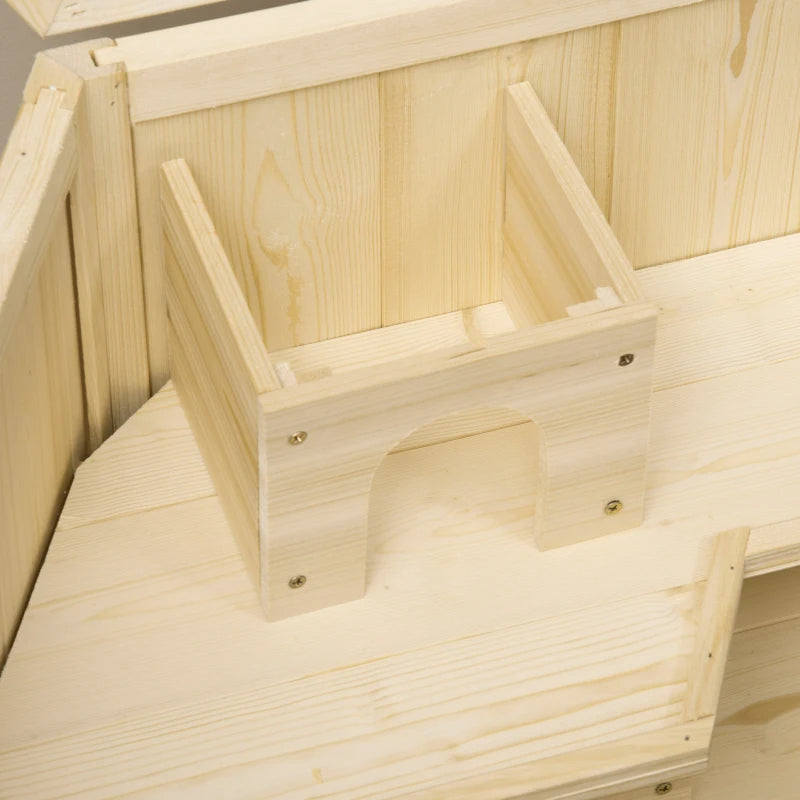Large Wooden Hamster Cage with 3 Tiers, Activity Center & Water Bottle