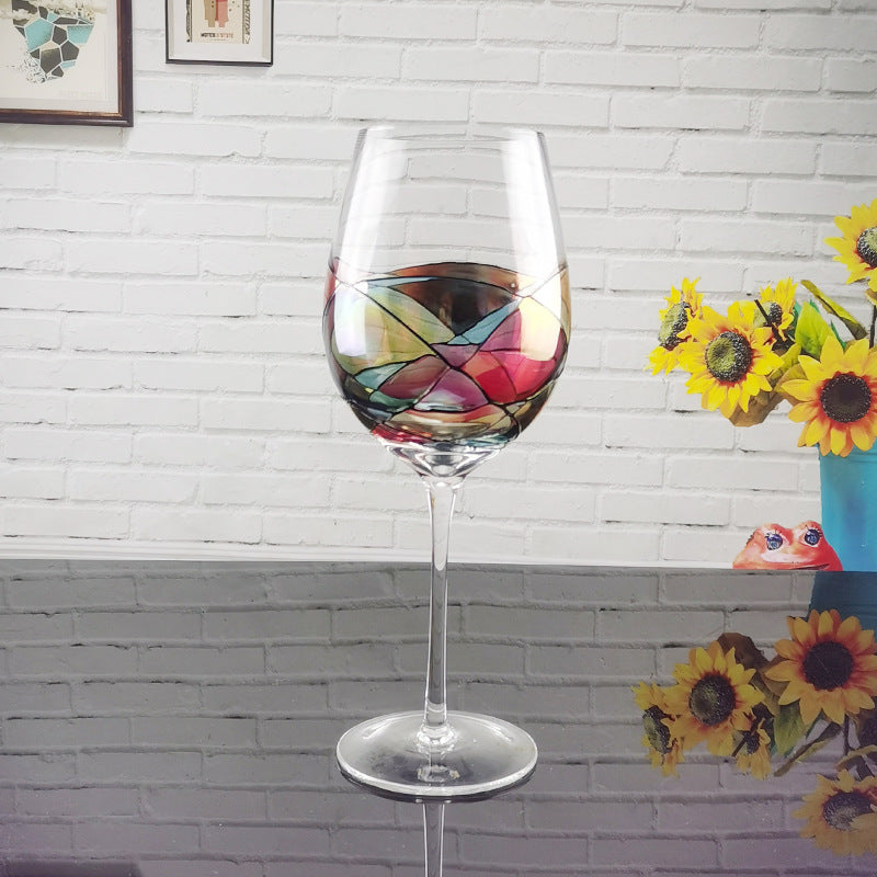 Crystal Red Wine Glass Set - Colorful Household Goblet, Light Luxury Style