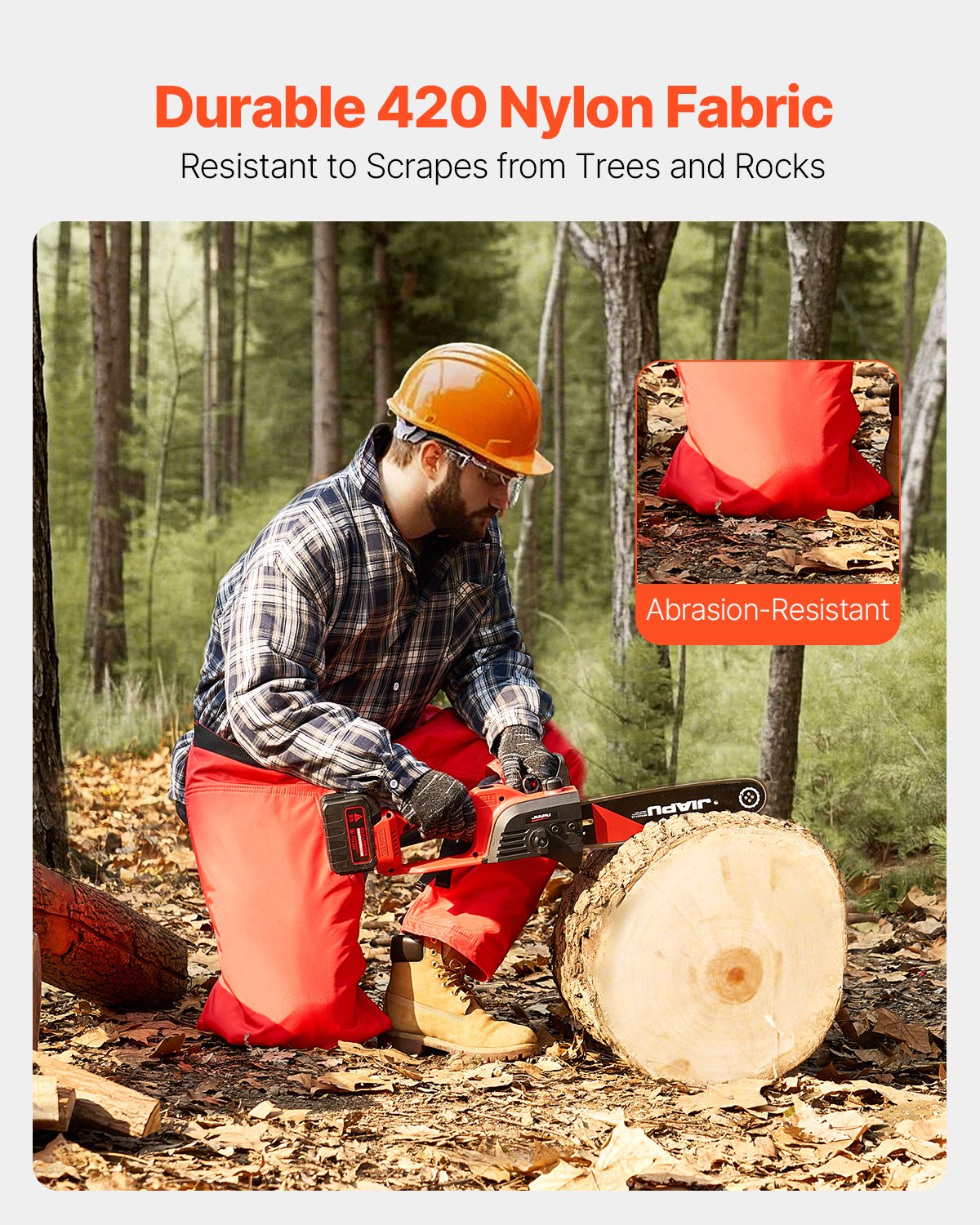 Chainsaw Chaps 39.7 Inch Apron Style Safety Gear for Forestry Large Red