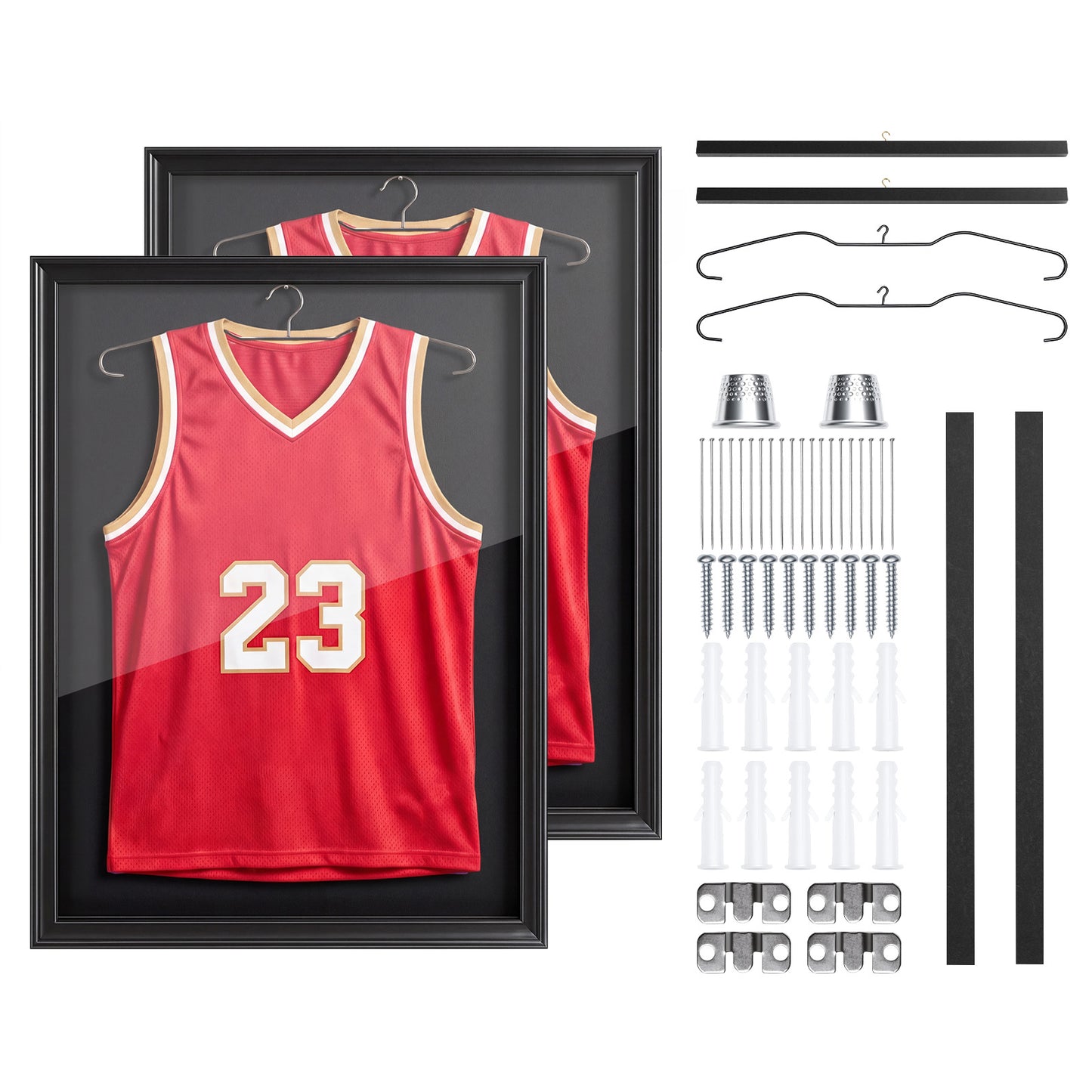 Jersey Display Case 31.3x23.2 Inch Wooden Shadow Box with UV Protection & Magnetic Lock - 2 Pack