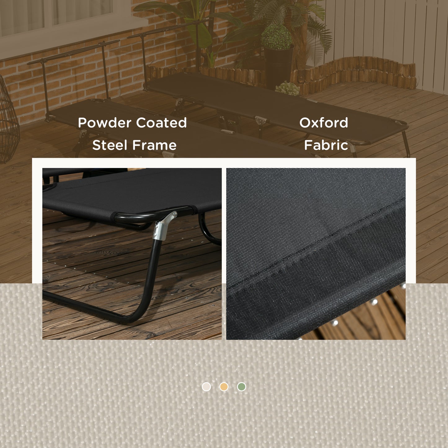 Outdoor Lounge Chairs Set of 2 - Adjustable Reclining, Black