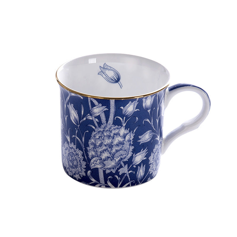 European Blue and White Ceramic Mug 300ml - Kitchen Drinkware