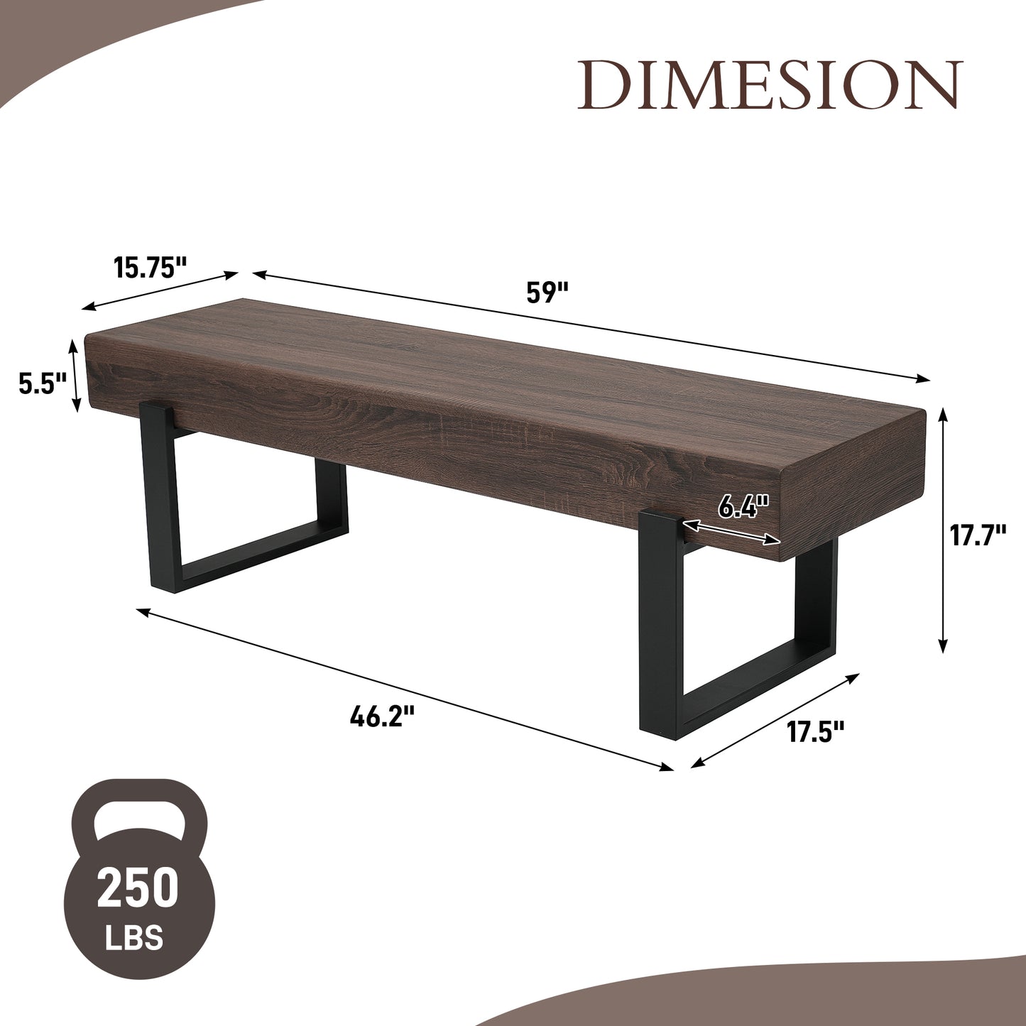 59 Dining Bench, Farmhouse Indoor Kitchen Table Benches, Bed