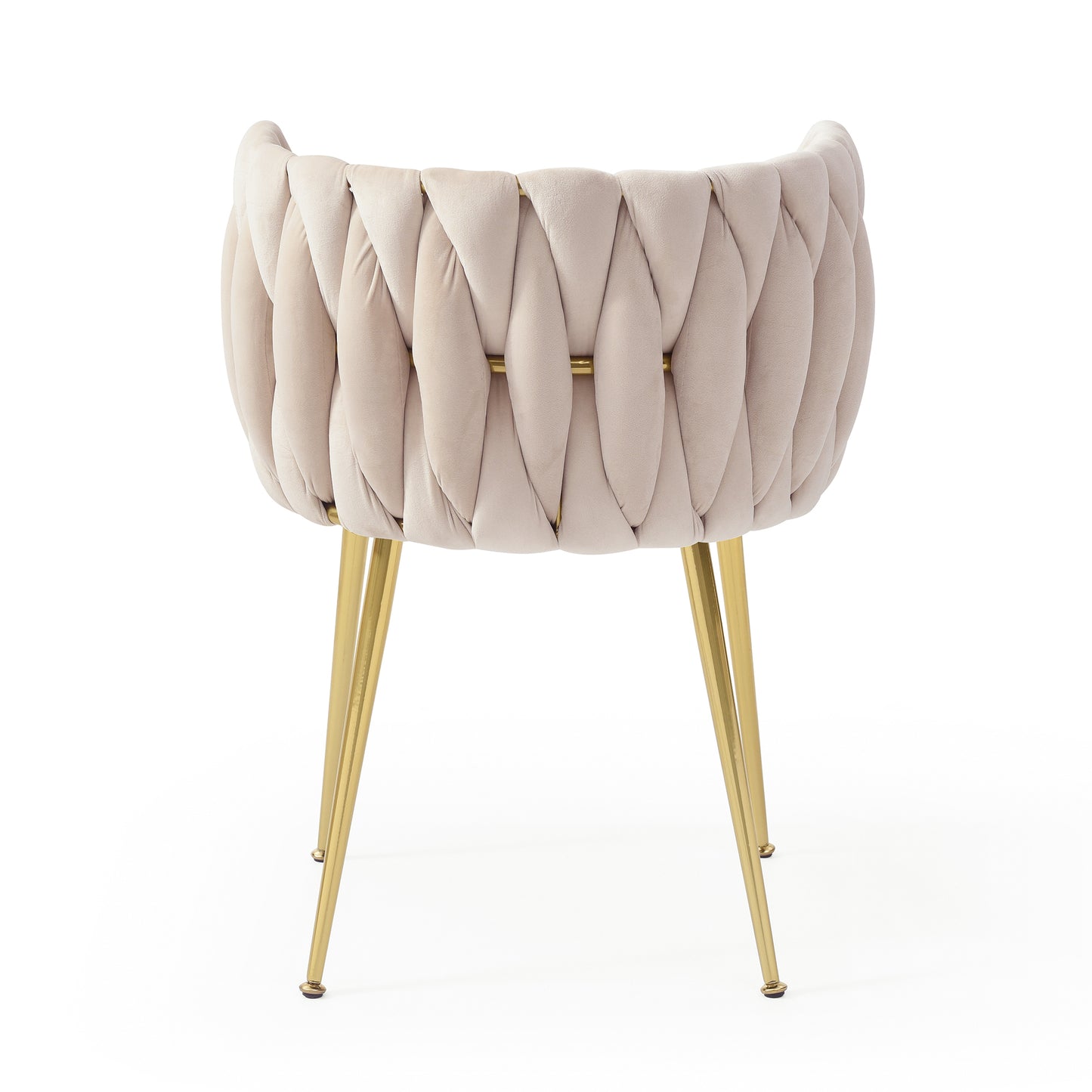 Set of 2 Modern Velvet Dining Chairs - Beige with Gold Legs