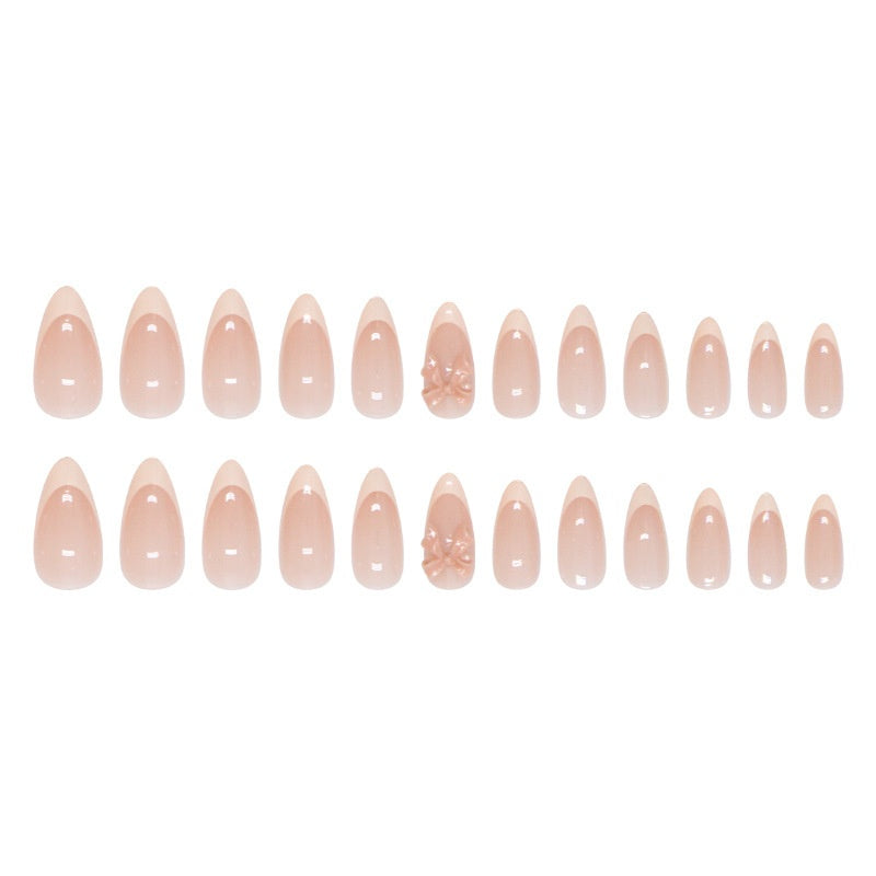 Nail Art Kit Bow Design French Style with Glue for Ladies