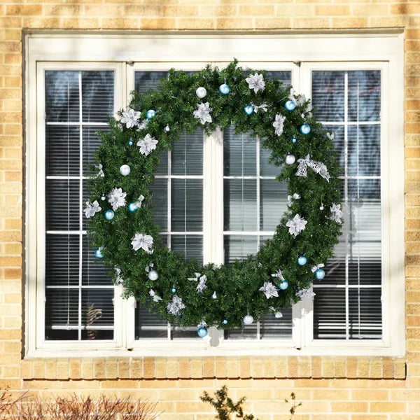 60-Inch Lighted Artificial Christmas Wreath with 220 LED Lights