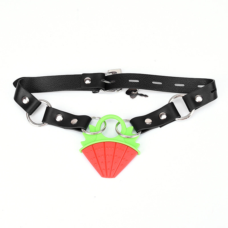 Fruit-Shaped Mouth Ball Gag Set for Adult Wellness Games - Grape, Watermelon, Strawberry, Nipple, Ice Cream Variants