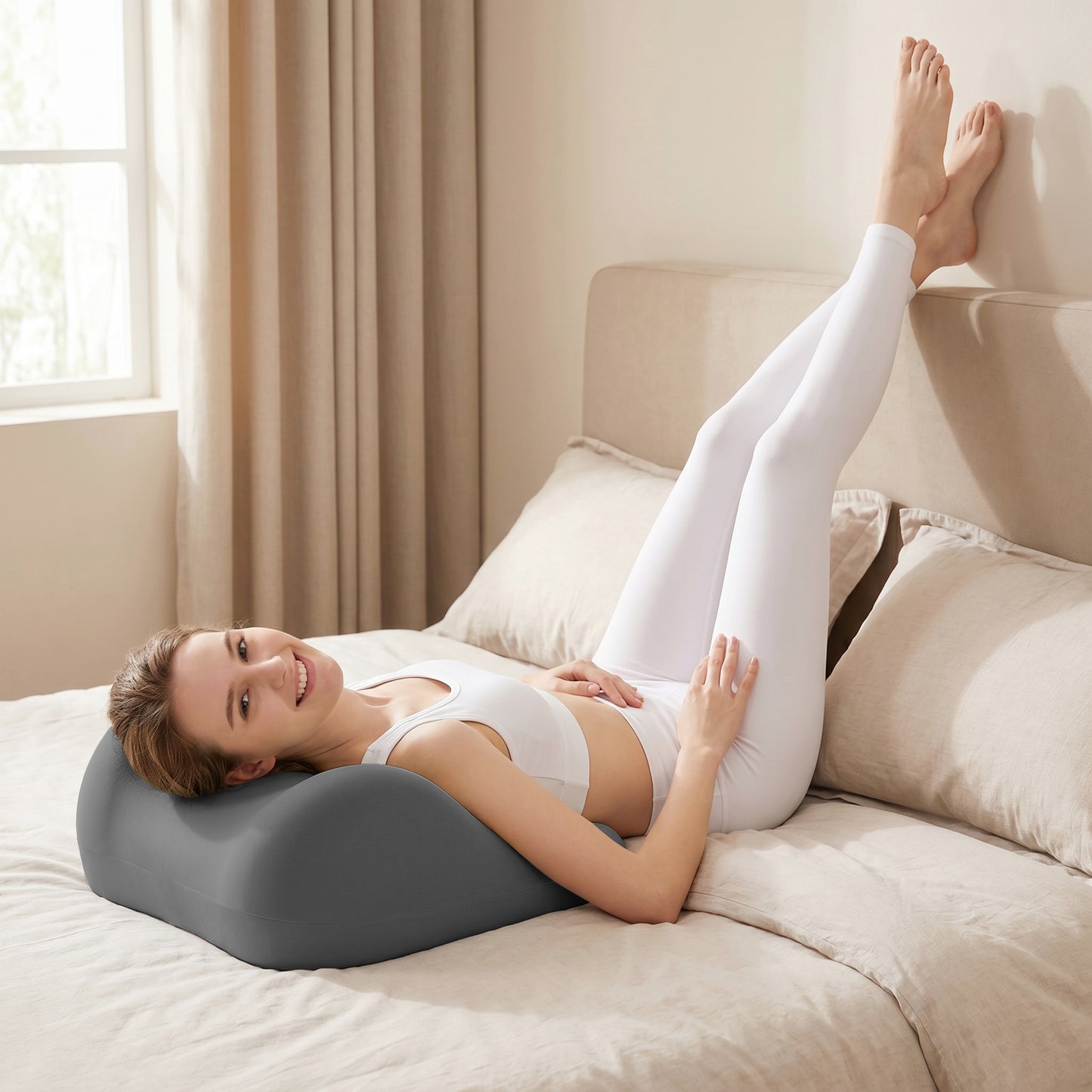 Ergonomic Memory Foam Support Pillow for Couples - Grey