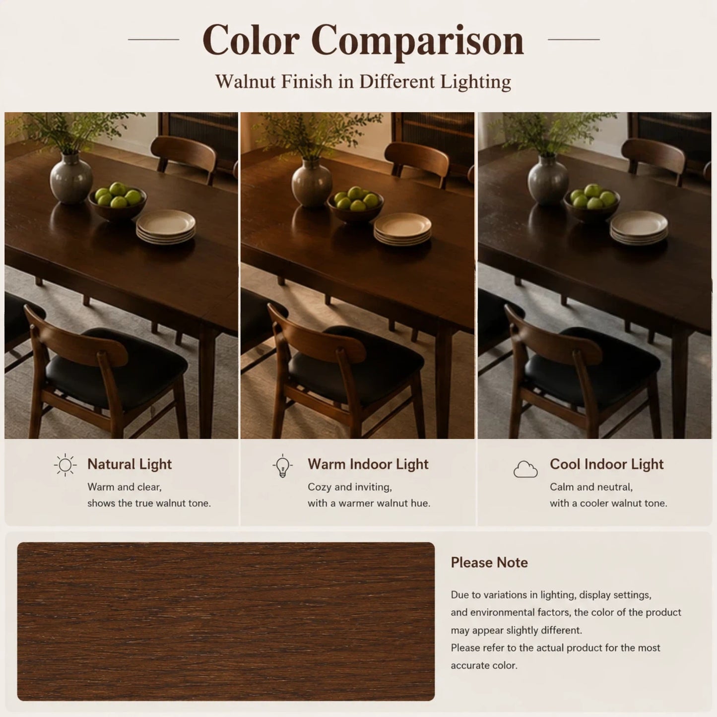 Extendable Solid Wood Dining Table for 4-10 People - Walnut