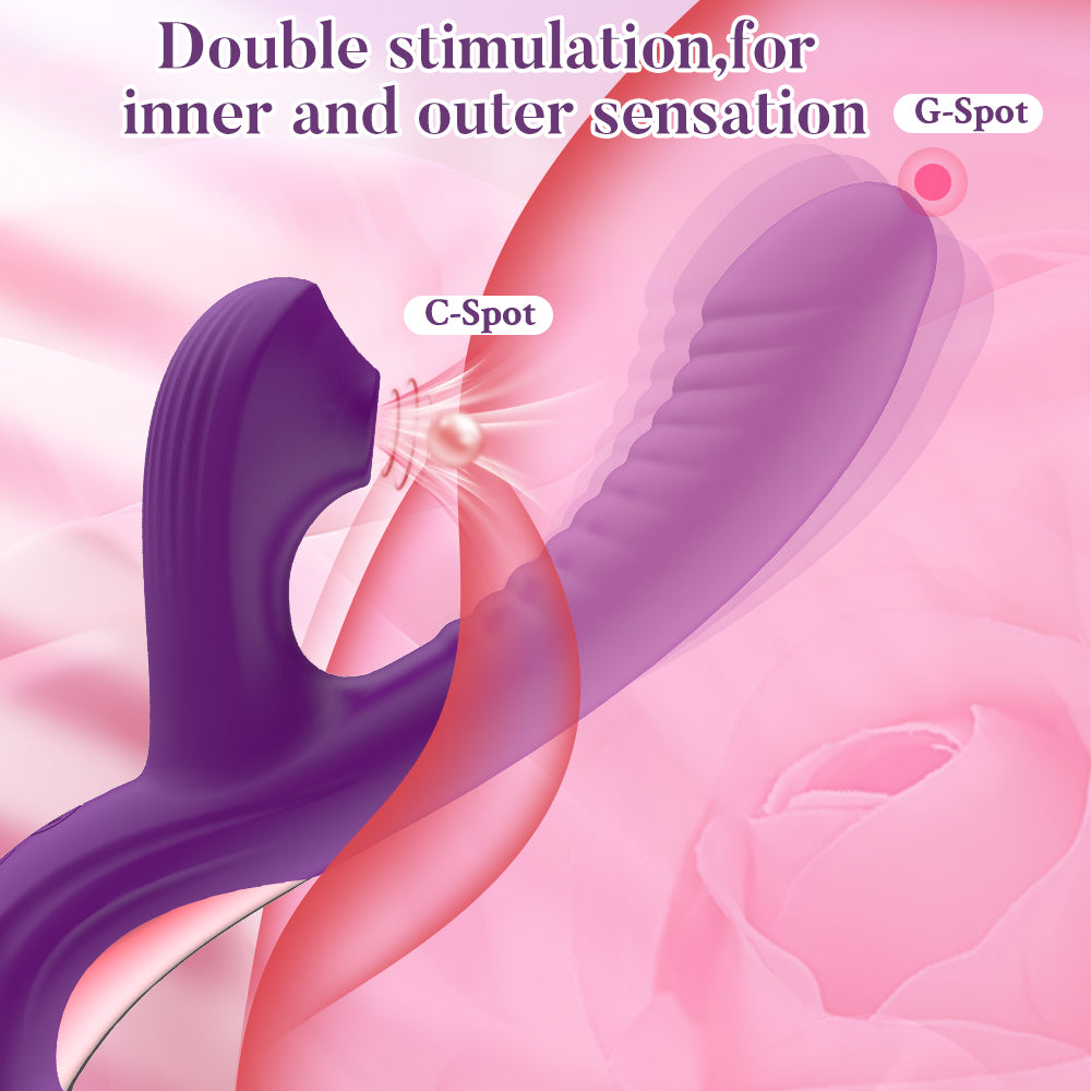 G-Spot Vibrator - Sucking Clit Stimulator Dildo Massager with 10 Modes, Silicone Adult Sex Toy