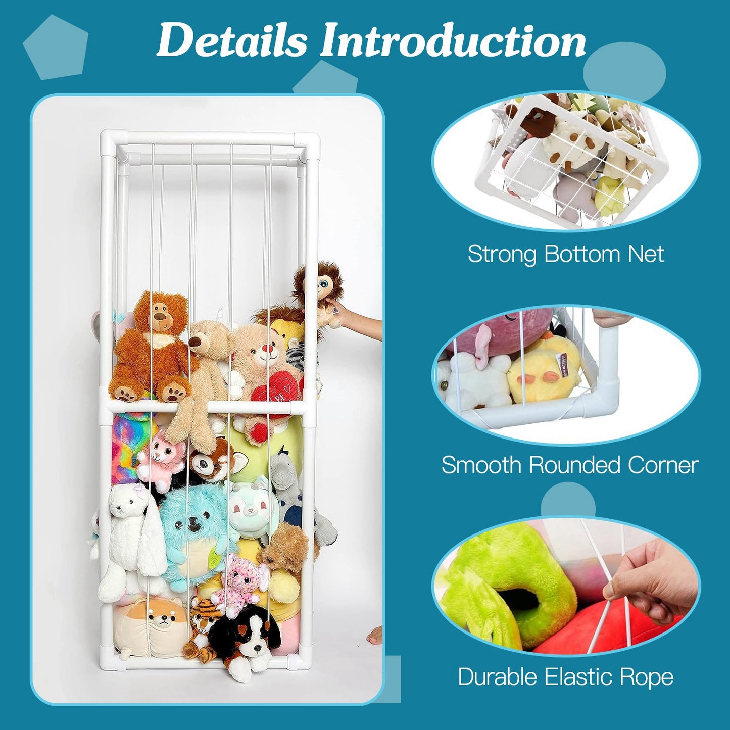1Pc Stuffed Animal Storage PVC Plush Organizer Shelf Holder Standing
