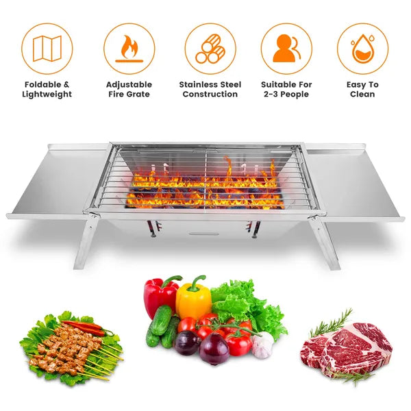 Portable Foldable Charcoal Grill & Fire Pit for Camping