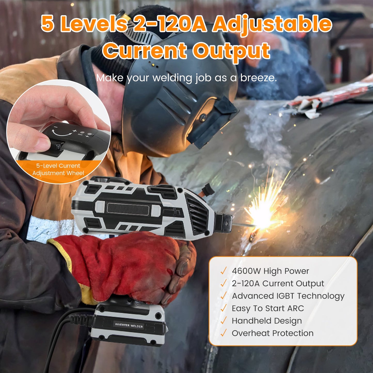 Portable 110V 120Amp Welding Machine with Accessories - Handheld ARC Welder