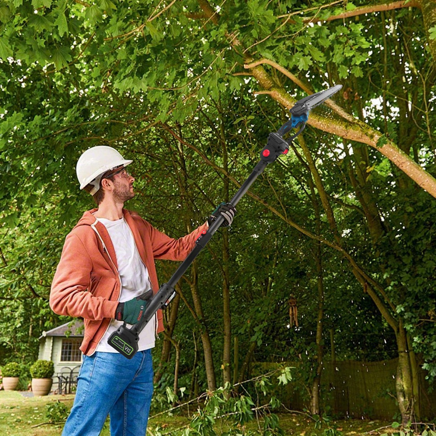 Cordless Pole Saw & Mini Chainsaw with Extension Poles - 21V Battery