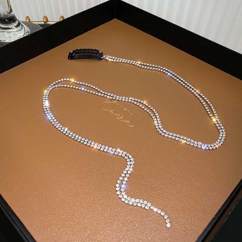 Women's Rhinestone Tassel Hair Chain Hairpin - Geometric Diamond Style