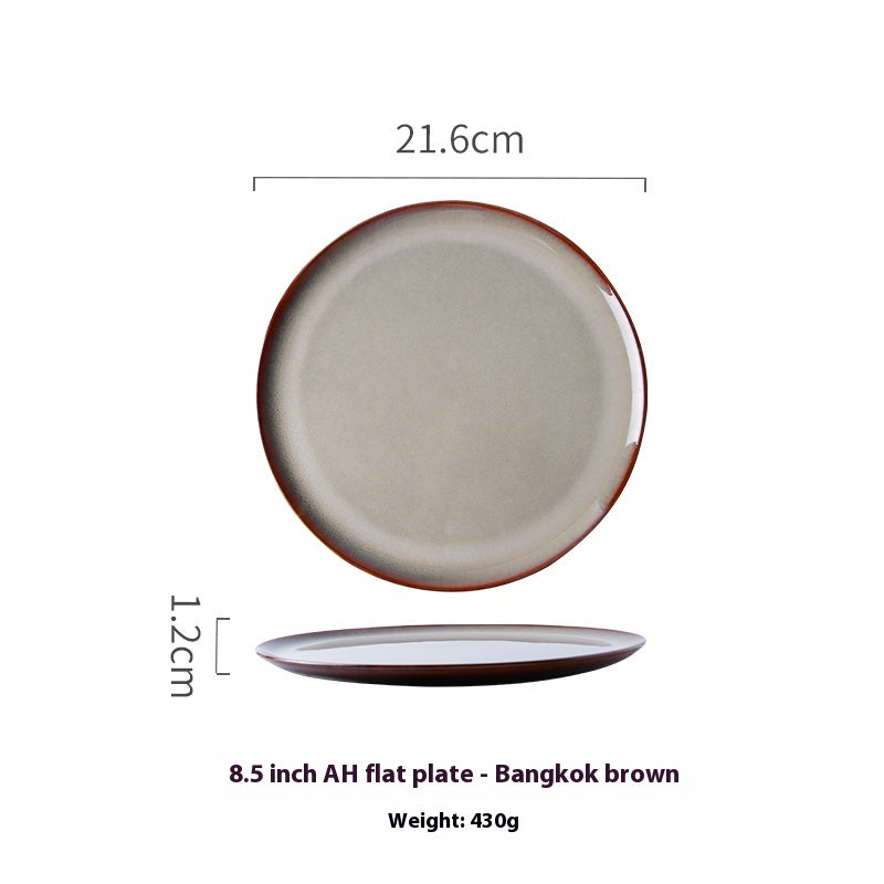 Ceramic Household Plate Set - 8.5 Inch Dinnerware for Kitchen and Dining
