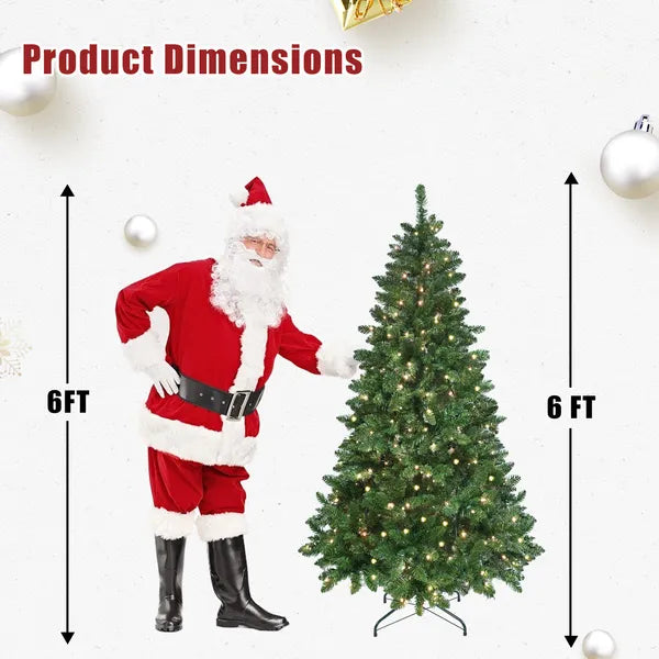 9ft Green RGB-Lit Artificial Christmas Tree with Hinged Base