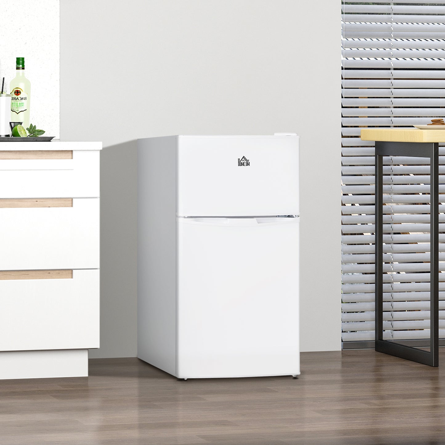 Mini Fridge with Freezer - 3.2 Cu.Ft Compact Refrigerator, Adjustable Thermostat, Reversible Door, White