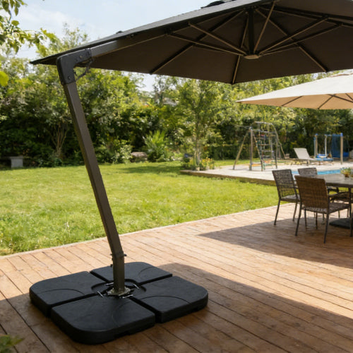 Heavy-Duty Offset Patio Umbrella Stand, Refillable Base With Water Or
