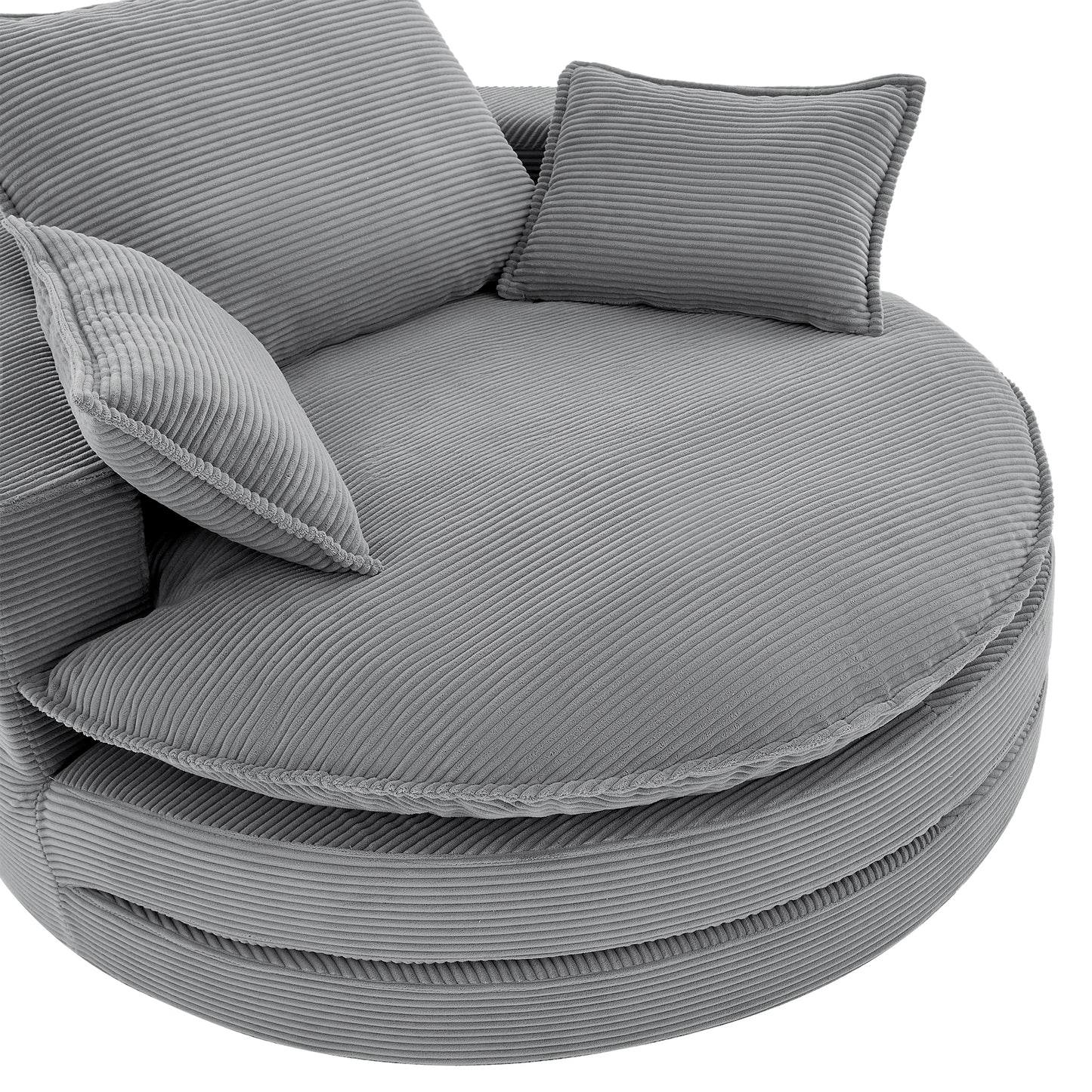 360° Swivel Barrel Chair with Dual-Layer Cushion - Grey