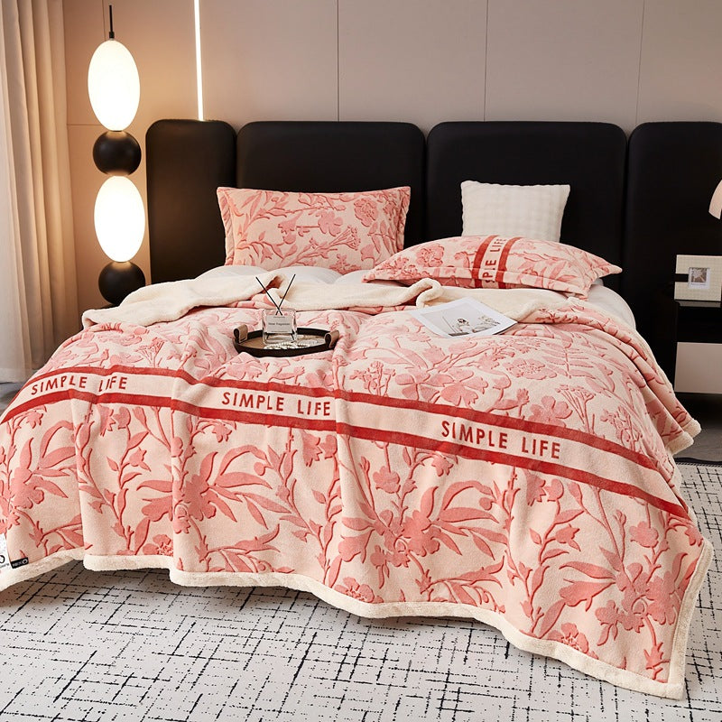 European Cotton Fleece Woolen Blanket - Thickened Warm Bed Sheet for All Seasons