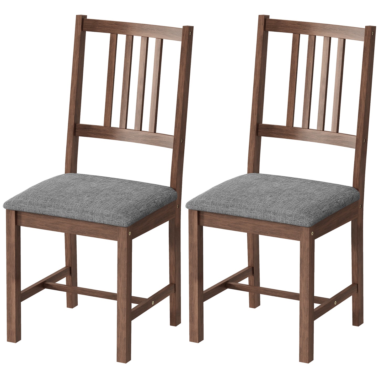 Set of 2 Dining Chairs, Upholstered Slat Back Room Chairs with