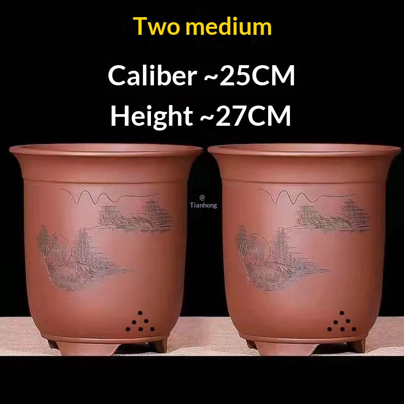 Indoor Plant Pots for Vegetables and Orchids - Breathable Clay Flower Containers