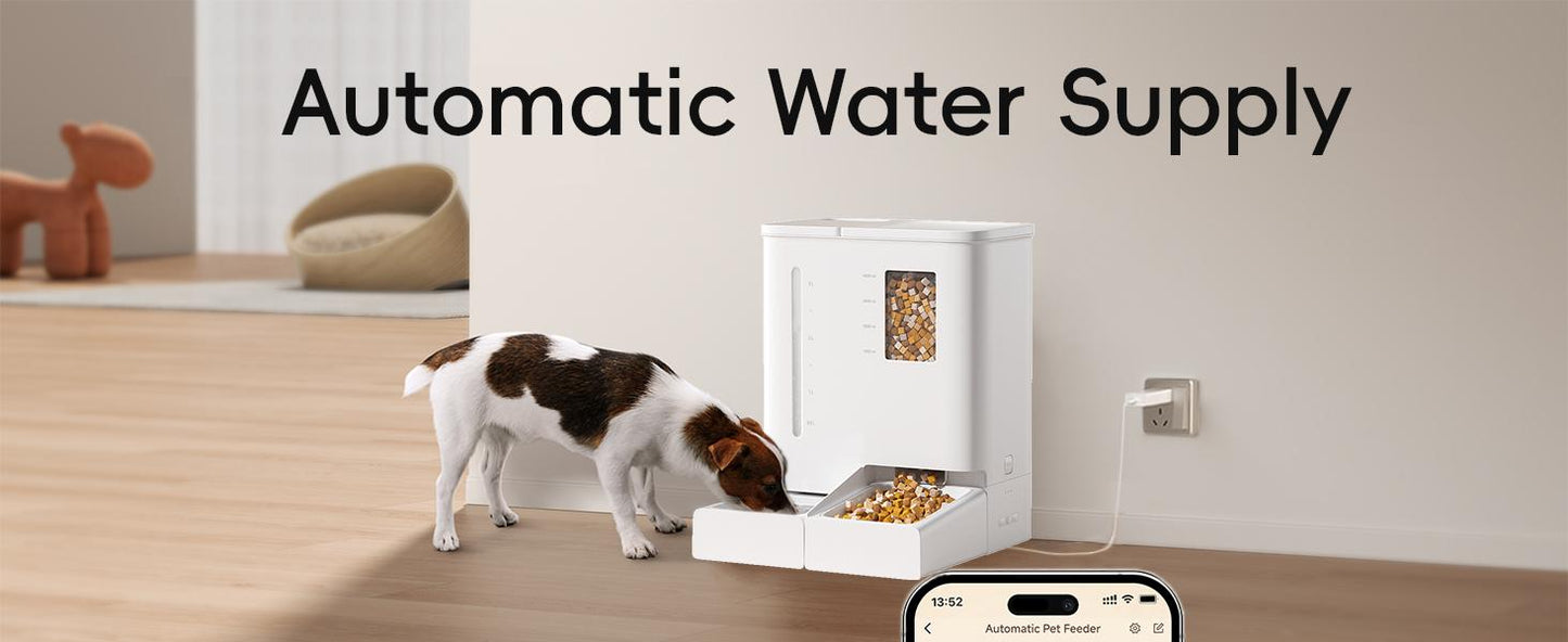 WiFi Automatic Pet Feeder & Waterer Set - 2-Week Capacity, App Control, Detachable & Washable