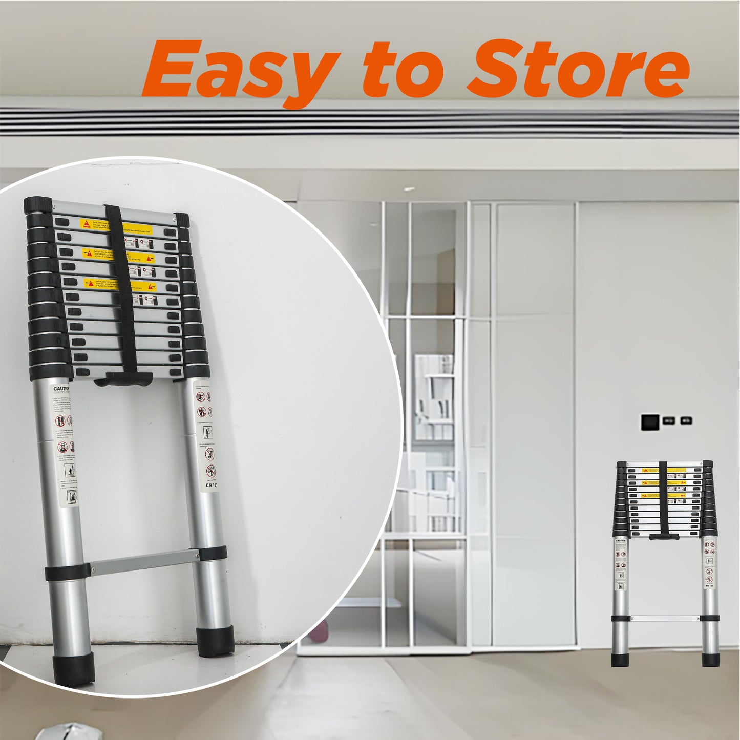 12.5FT Telescoping Ladder - Heavy Duty Aluminum Folding Ladder