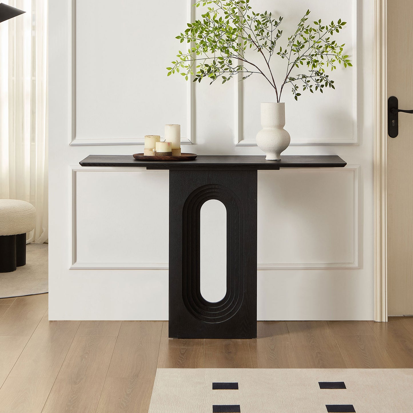 Modern Black Console Table with Unique Loopback Design - 47.24 Inch