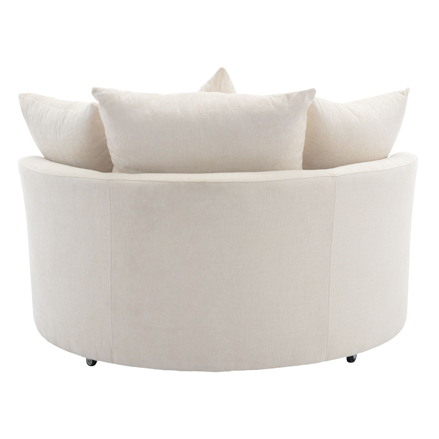 360° Swivel Accent Barrel Chair with Storage Ottoman & 4 Pillows - Cream