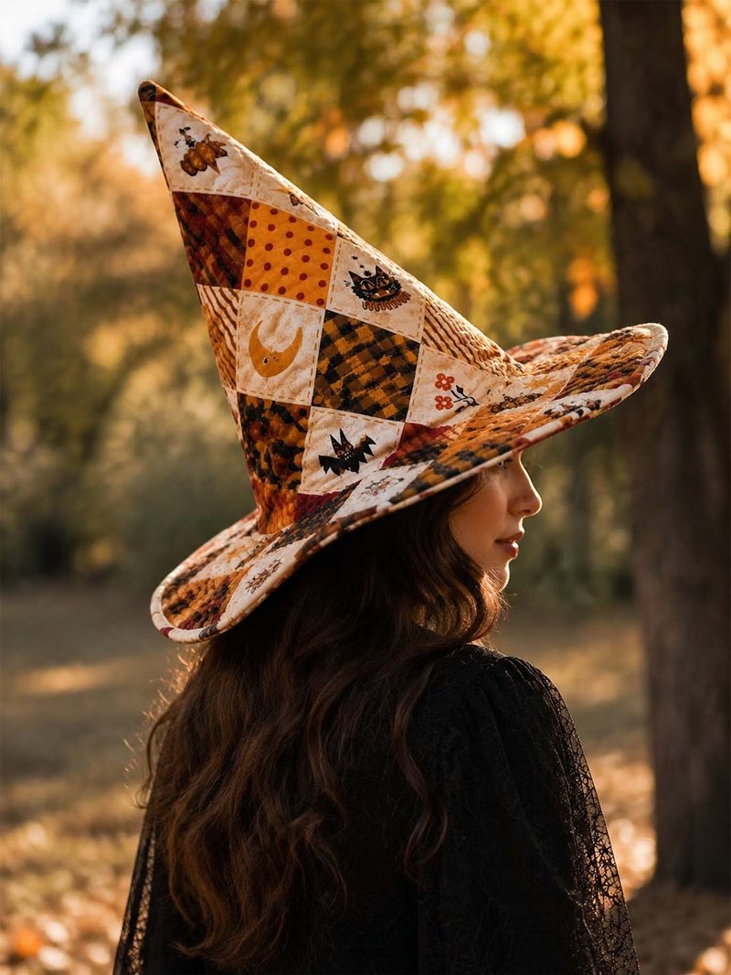 Embroidered Witch Hat 3D Digital Print Decoration