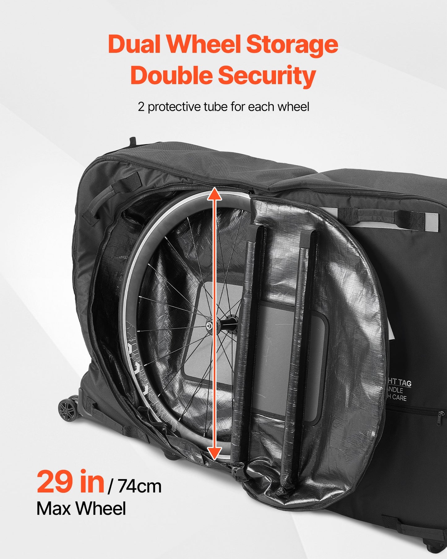 Bike Travel Bag with TSA Lock, Support Plates & Fork Mount - Max 51 Inch Wheelbase