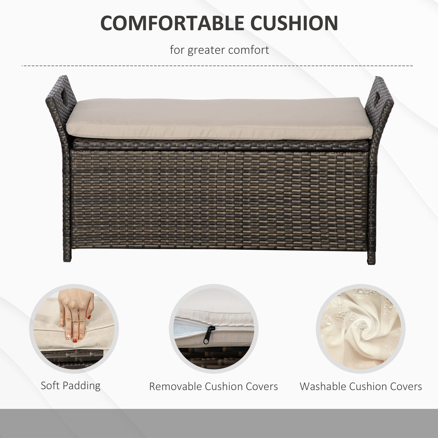 Outdoor Storage Bench with Cushion - 29 Gallon Cream White