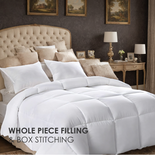 Full Size White Microfiber Comforter - Lightweight & Warm