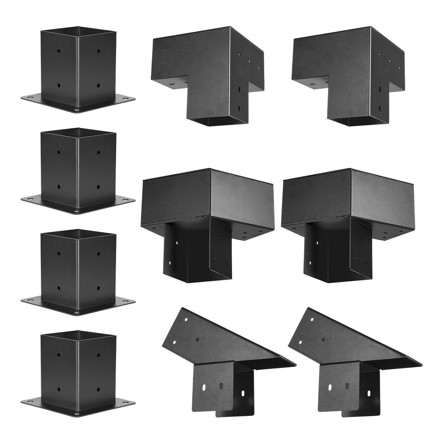 4x4 Inch Pergola Bracket Kit for Pitched Roof Wood Posts - Black