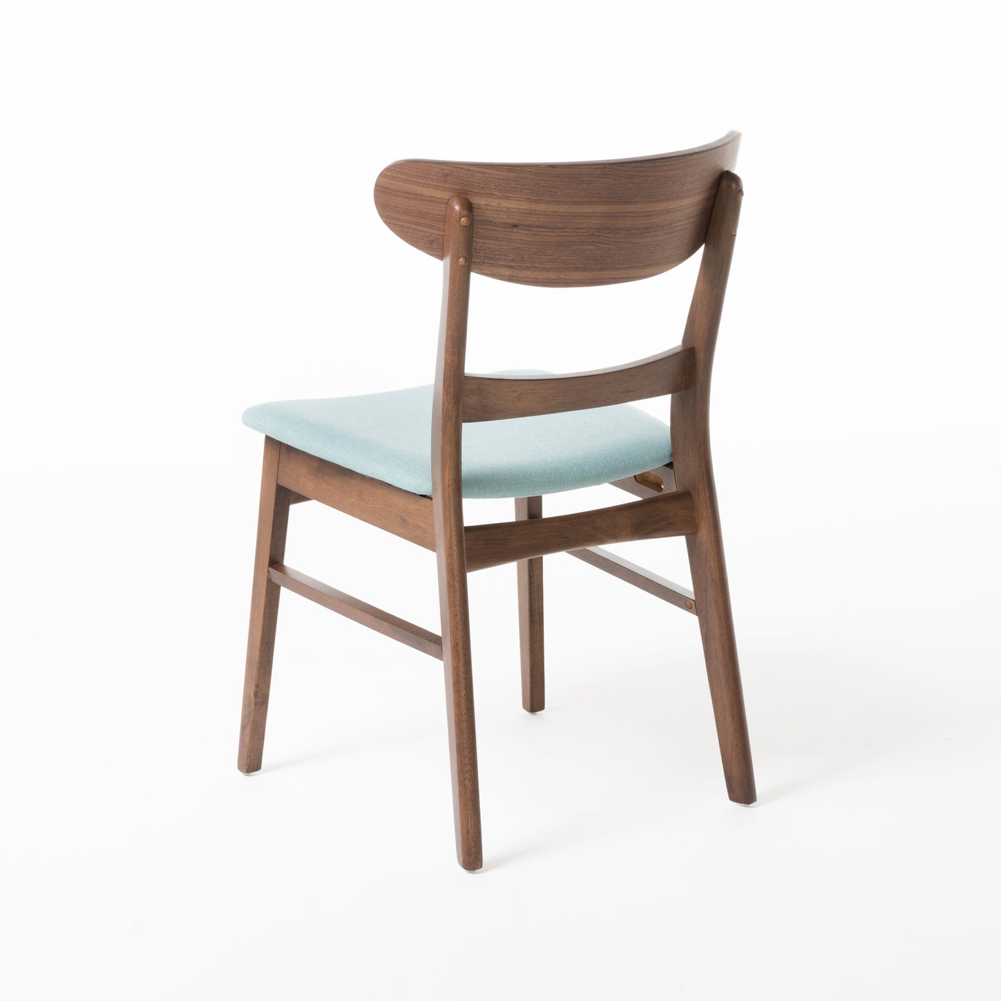 Set of 2 Mid-Century Dining Chairs - Upholstered Seat, Rubberwood Legs